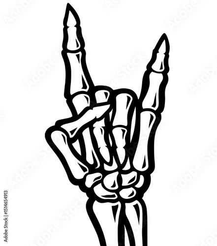 Skeleton Hand Making Rock Gesture – Heavy Metal, Rock and Roll, Music Culture, Rebel Spirit, Alternative Lifestyle, Halloween 