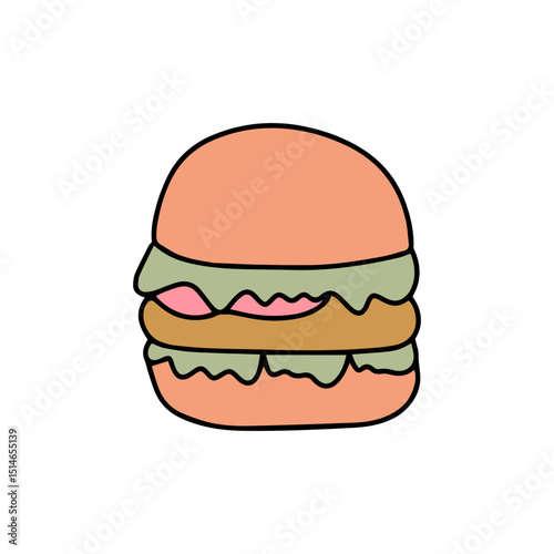 doodles snacks. doodles breakfast or street food. outline, cartoon and flat design. icon. stock element