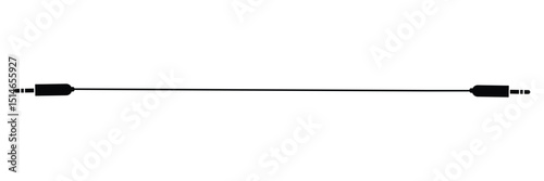 Audio jack 3.5 mm. Black stereo audio cable. Vector illustration. 3.5 mm stereo audio extension cable isolated . EPS 20 .