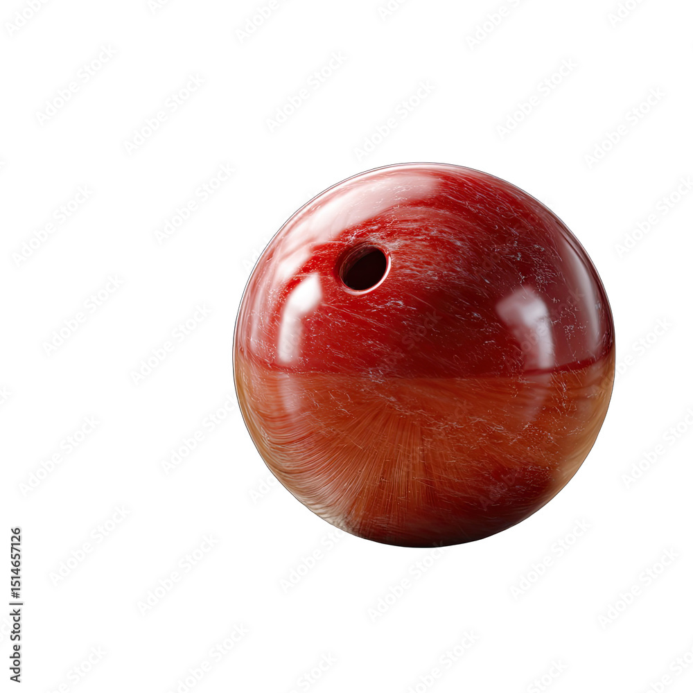 Fototapeta premium Red bowling ball,?smooth,?round,?with?a?hole