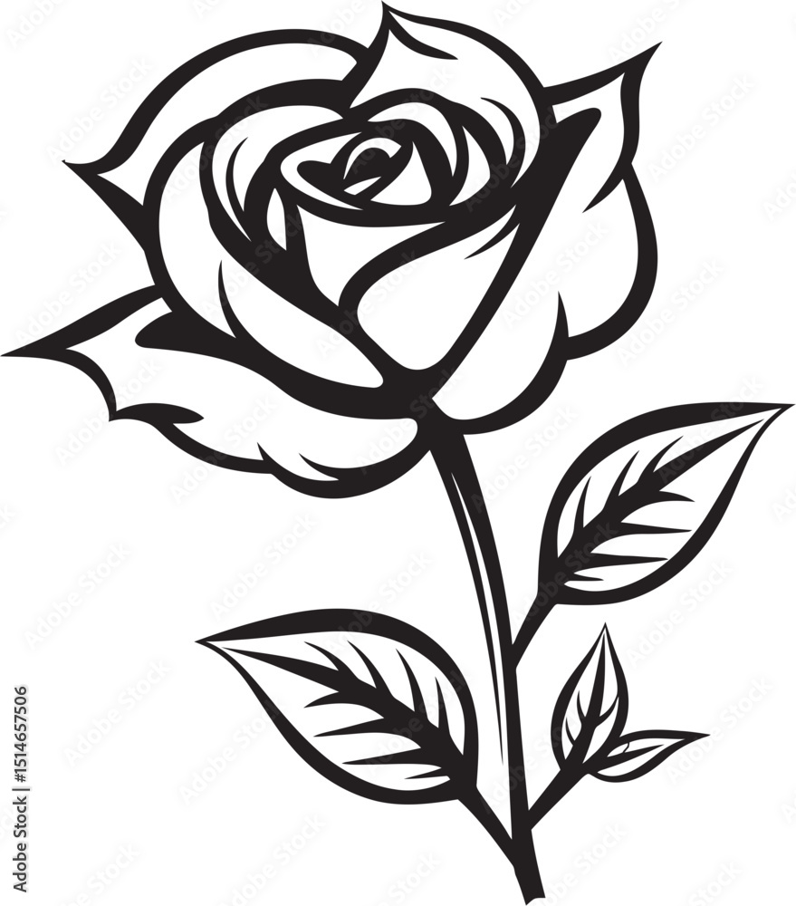 Fototapeta premium Detailed Black Rose Flower Stylish Vector Logo Design Artistic Black Rose Emblem with Modern Vector Details