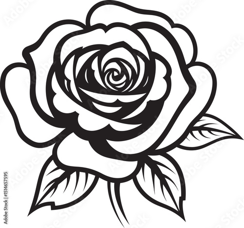 Wallpaper Mural Detailed Black Rose Blossom Stylish Floral Vector Art Elegant Rose Flower Logo with Black Vector Detailing Torontodigital.ca