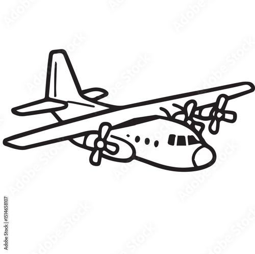 A detailed black and white vector of a warplane, featuring bold black outlines that emphasize wings, engines, and sleek aggressive design lines.

