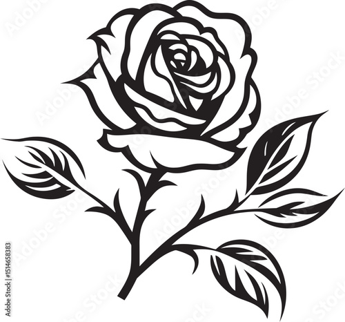 Wallpaper Mural Elegant Black Rose Flower Vector Emblem with Refined Lines Black Rose Vector Logo with Decorative Floral Accents Torontodigital.ca
