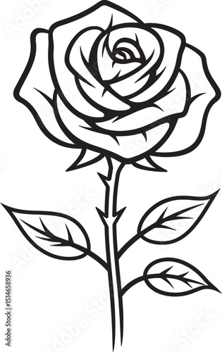 Wallpaper Mural Black Rose Flower Vector Icon with Smooth Floral Lines Detailed Rose Flower Vector Logo in Classic Black Style Torontodigital.ca