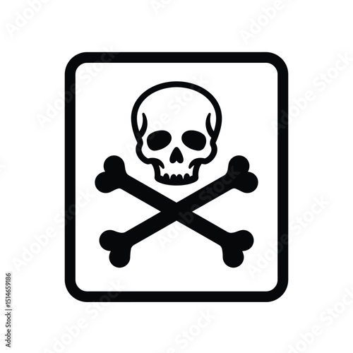 Black and white skull and crossbones warning sign
