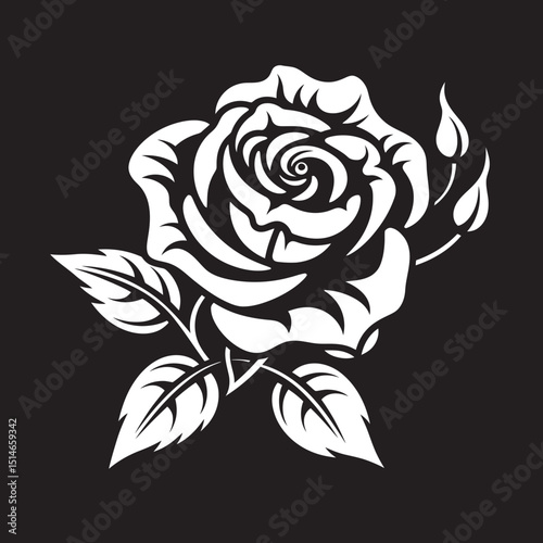 Wallpaper Mural Minimalist Black Rose Vector Logo with Clean Floral Design Classic Rose Flower Vector Logo with Smooth Black Curves Torontodigital.ca