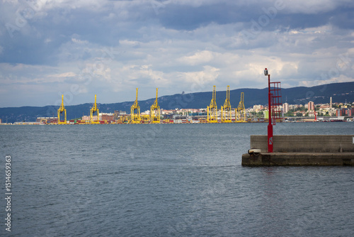 View of Trieste port from Muggia, Italy
