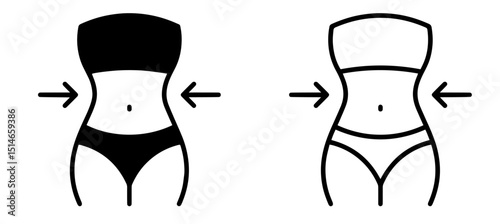 Slim Female Waist with Arrows Pointing Inward – Weight Loss, Flat Stomach, Body Shaping, Fitness, Slimming Effect, and Healthy Lifestyle Goals for Women