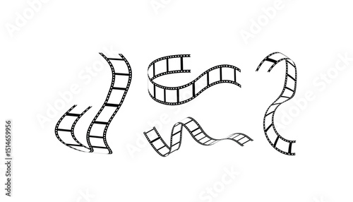Film strip set vector image. movie film strip. Film tape vintage icon