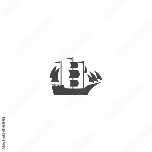 Galleon Ship silhouette Icon flat vector design