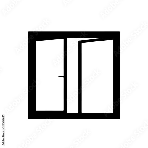 Open Window silhouette vector flat illustration design.