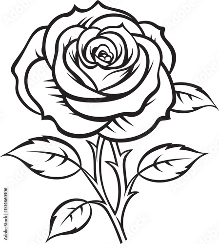 Wallpaper Mural Beautiful rose line art vector icon with soft black outlines Minimal rose vector logo with delicate black line art design Torontodigital.ca