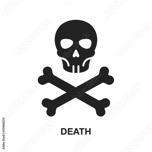 Simple Black and White Skull and Crossbones Symbol of Death