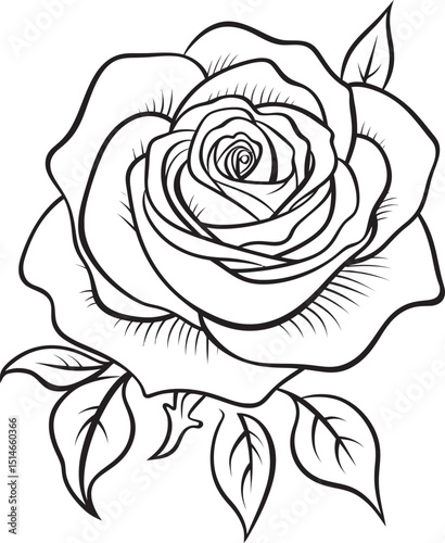 Wallpaper Mural Elegant black rose line drawing vector icon with graceful curves Beautiful rose line art vector logo with artistic black strokes Torontodigital.ca