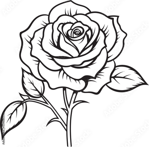 Wallpaper Mural Beautiful black rose line drawing vector logo with fluid strokes Classic rose line art vector icon with fine black outlines Torontodigital.ca