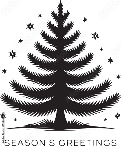 Season’s Greetings – Elegant Christmas Tree Silhouette with Stars
