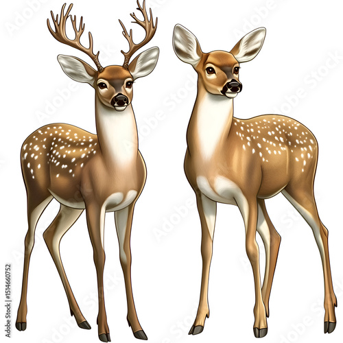 deer vector cartoon 3d ,isolated on transparent white background