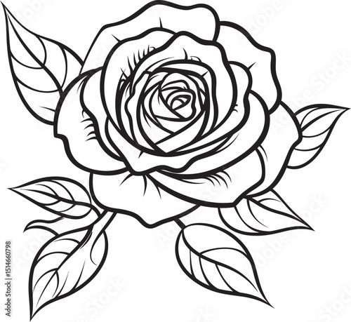 Wallpaper Mural Elegant rose line art vector icon with bold and delicate black strokes Artistic black rose line drawing vector logo with graceful outlines Torontodigital.ca