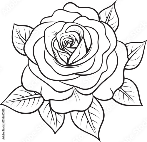 Wallpaper Mural Elegant rose line drawing vector icon in classic black outline Detailed rose line art vector logo with smooth black strokes Torontodigital.ca