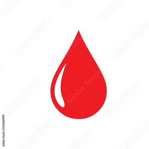 Red blood drop silhouette vector flat illustration design.