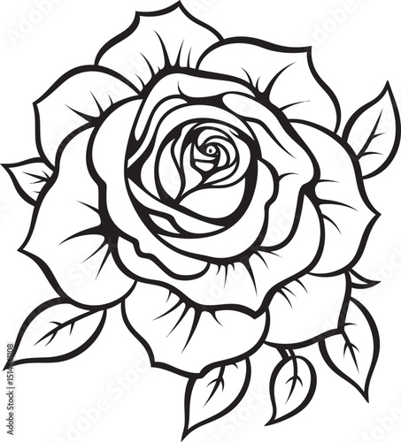 Wallpaper Mural Beautiful rose line art vector logo featuring graceful outlines Classic black rose line drawing vector icon with delicat petals Torontodigital.ca