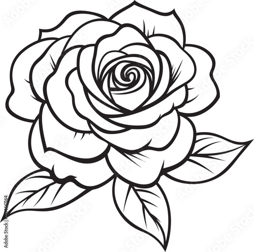 Wallpaper Mural Beautiful black rose line art vector logo with clean outlines Classic rose line drawing vector icon with bold and fine lines Torontodigital.ca