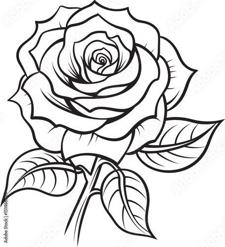 Wallpaper Mural Classic rose line drawing vector icon with bold and fine lines Elegant rose vector logo with delicate black line art strokes Torontodigital.ca