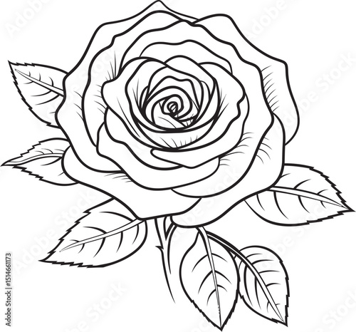 Wallpaper Mural Elegant rose vector logo with delicate black line art strokes Artistic black rose line drawing vector icon with smooth flow Torontodigital.ca