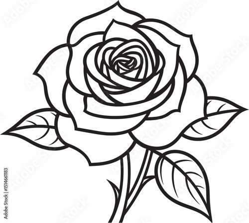 Wallpaper Mural Artistic black rose line drawing vector icon with smooth flow Minimal rose line art vector logo with graceful black lines Torontodigital.ca