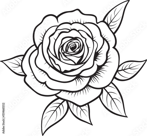Wallpaper Mural Artistic rose line art vector icon featuring fine black strokes Minimalist rose vector logo with precise black line details Torontodigital.ca
