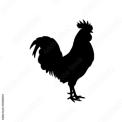 Rooster silhouette vector flat illustration design.