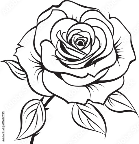 Wallpaper Mural Classic rose vector logo with minimalistic black line art design Elegant rose line drawing vector icon with flowing line art curves Torontodigital.ca