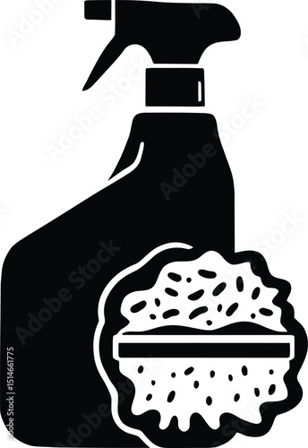 Spray Bottle and Sponge – Representation of Cleaning, Hygiene, and Household Maintenance Vector Illustration