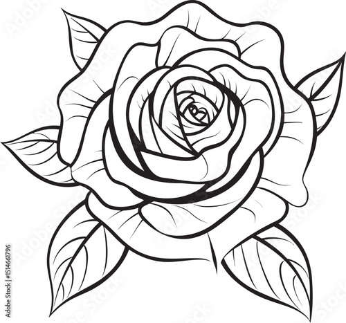 Artistic black rose vector logo with crisp and elegant line details Minimal rose vector logo featuring simple black line art style