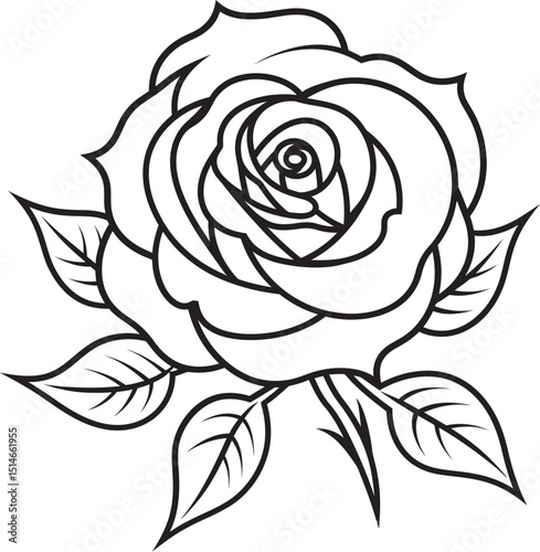Wallpaper Mural Beautiful rose line drawing vector icon with bold and elegant lines Classic rose vector logo with detailed black line art petals Torontodigital.ca