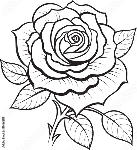 Wallpaper Mural Classic rose line drawing vector icon with intricate and sharp lines Elegant rose vector logo featuring fine black line art details Torontodigital.ca