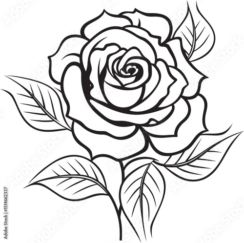 Wallpaper Mural Classic Rose Line Drawing Vector Icon with Graceful Black Detailing Beautiful Rose Line Art Vector Logo with Smooth and Refined Lines Torontodigital.ca