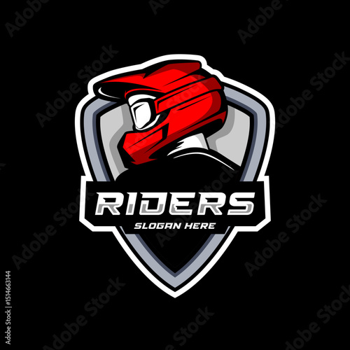rider biker motocross helmet shield logo design