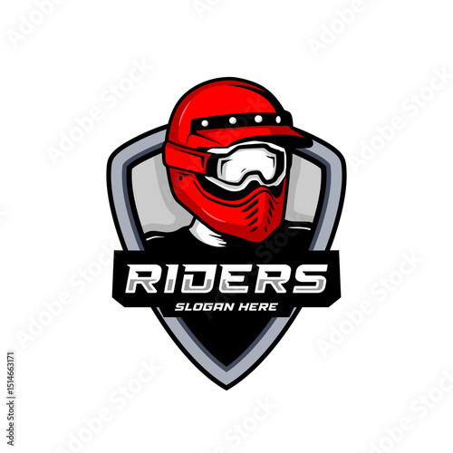 rider biker motorcycle helmet mascot logo