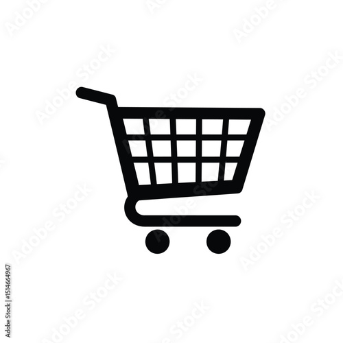 Simple black shopping cart icon on white background