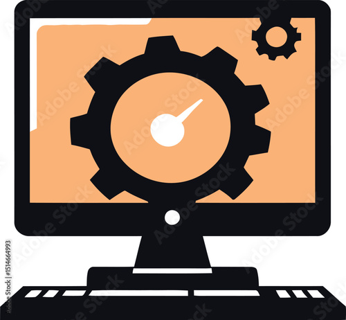 Computer Performance Optimization – Representation of System Efficiency, Settings, and Technology Vector Illustration