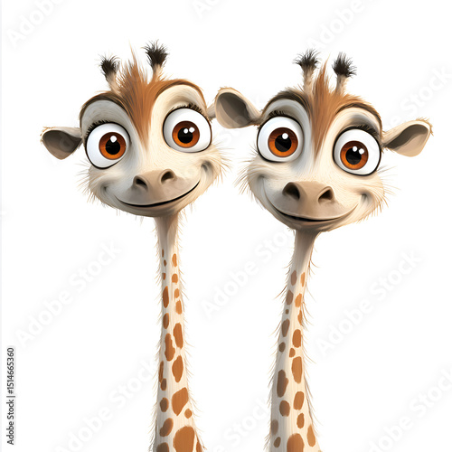 Two gerenuks, cartoon 3d ,isolated on transparent white background