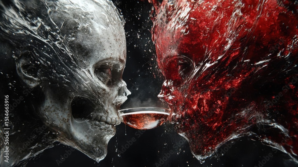 Fototapeta premium Liquid Skulls: A Shared Drink