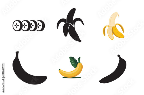 Banana Icons Collection of Vector Illustrations of Bananas in Various Styles