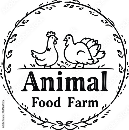 Animal Food Farm Logo – Representation of Agriculture, Livestock, and Natural Farming Vector Illustration