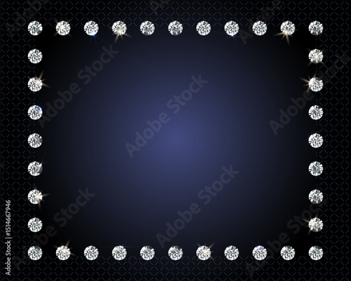 Elegant background with diamonds. A sparkling frame. Premium texture. Vector frame