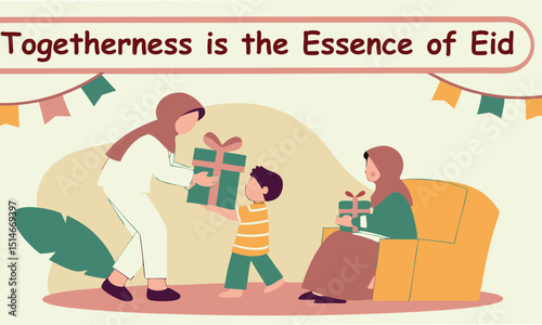 vector illustration of a happy eid card