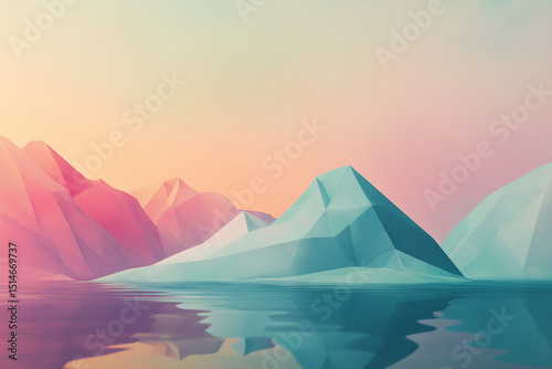 low poly abstract triangles, gradient pastel color palette, minimal design