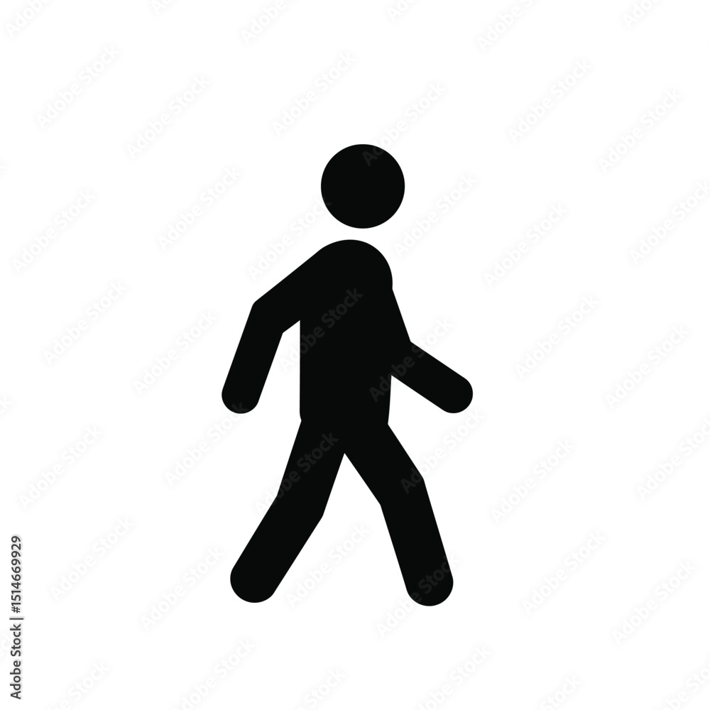 Simple Black Silhouette Icon of a Person Walking Forward Simple Black Silhouette Icon of a Person Walking Forward